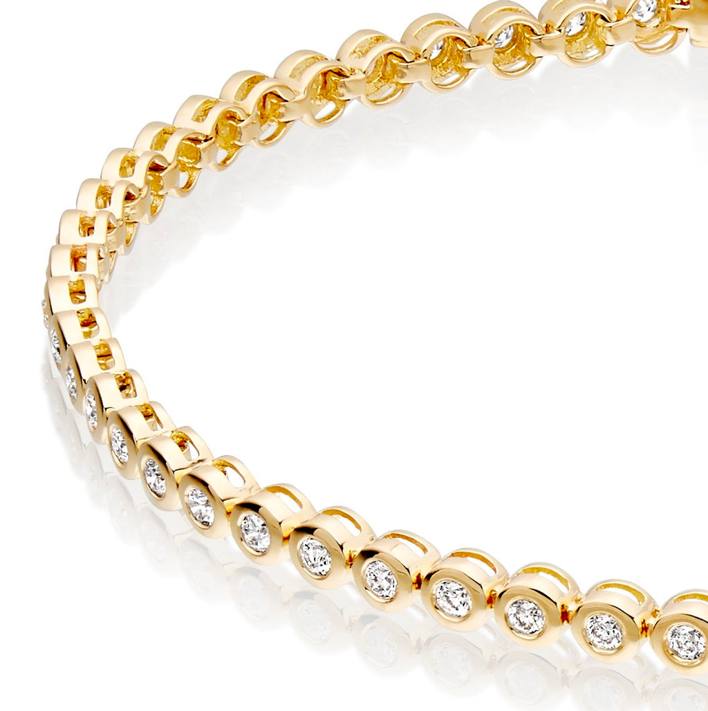 Rubover 1.00ct diamond tennis bracelet in 18K yellow gold