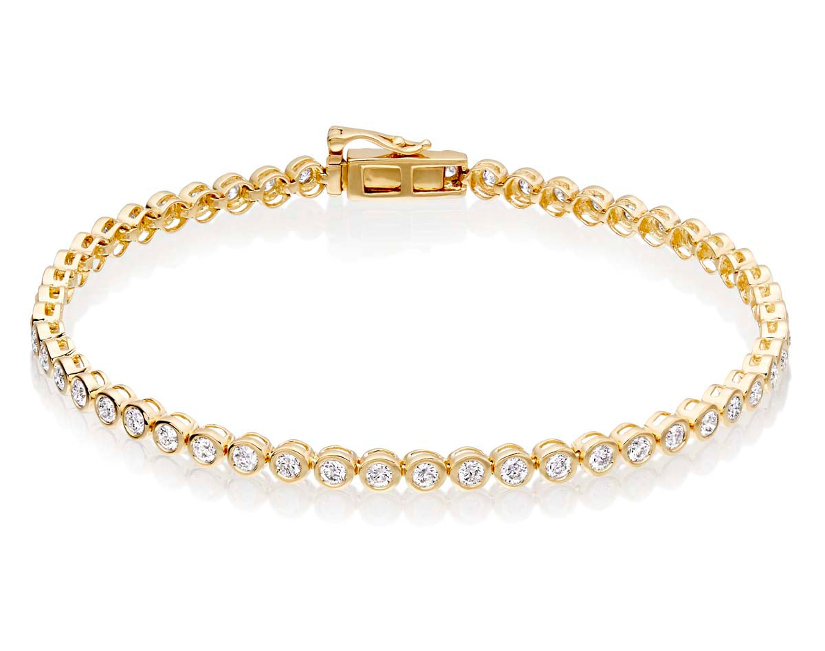 Rubover 2.00ct diamond tennis bracelet in 9K yellow gold
