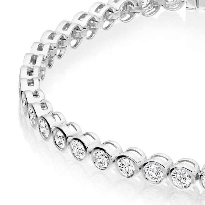 Diamond Tennis Bracelet 3ct G/HSI Quality Bezel Set 18K White Gold