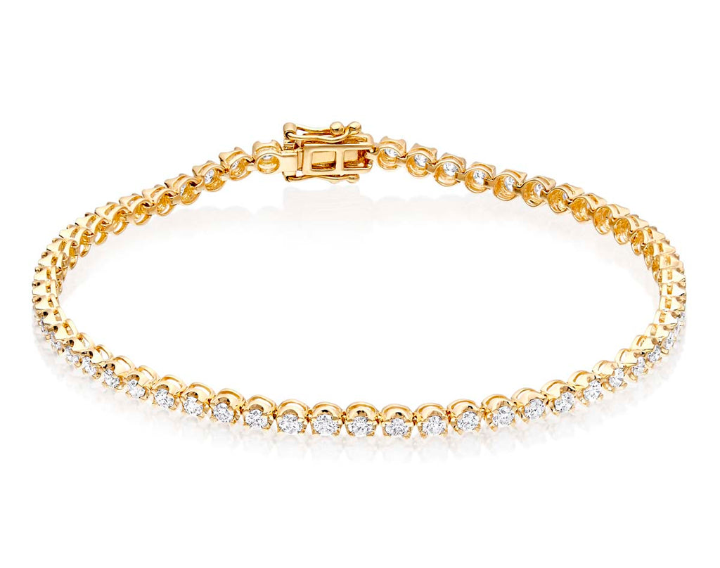 Basket Claw 2.00ct diamond tennis bracelet in 18K yellow gold