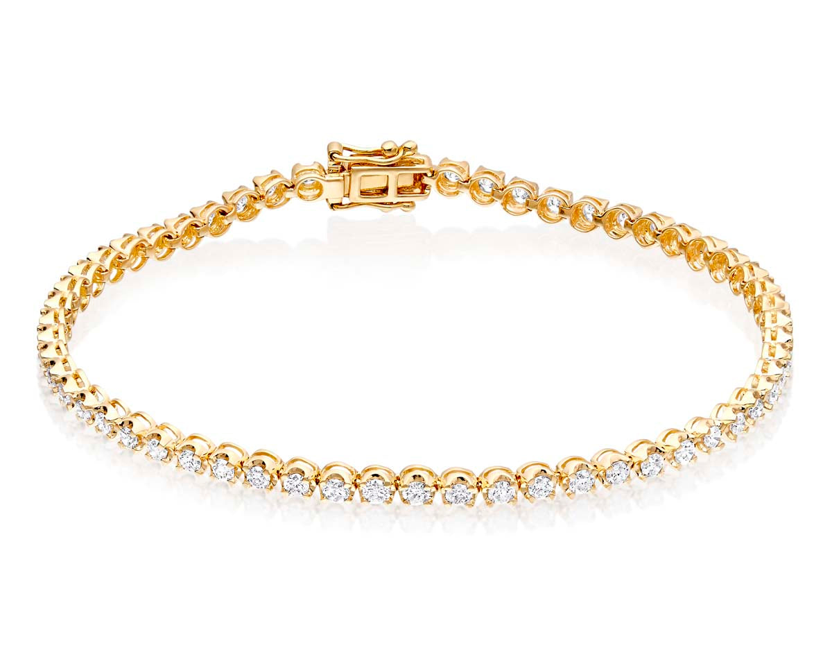 Basket Claw 2.00ct diamond tennis bracelet in 18K yellow gold