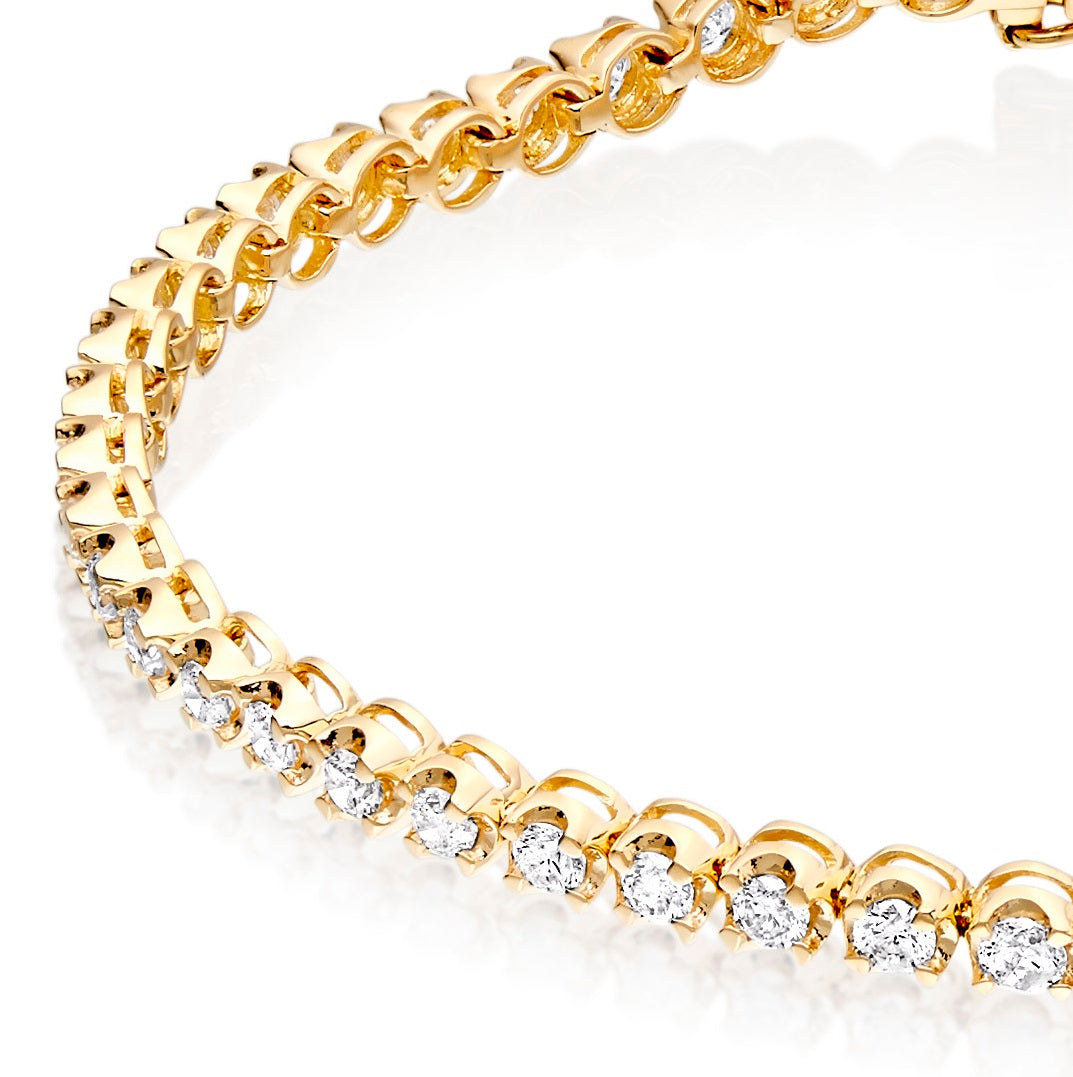 Basket Claw 2.00ct diamond tennis bracelet in 18K yellow gold