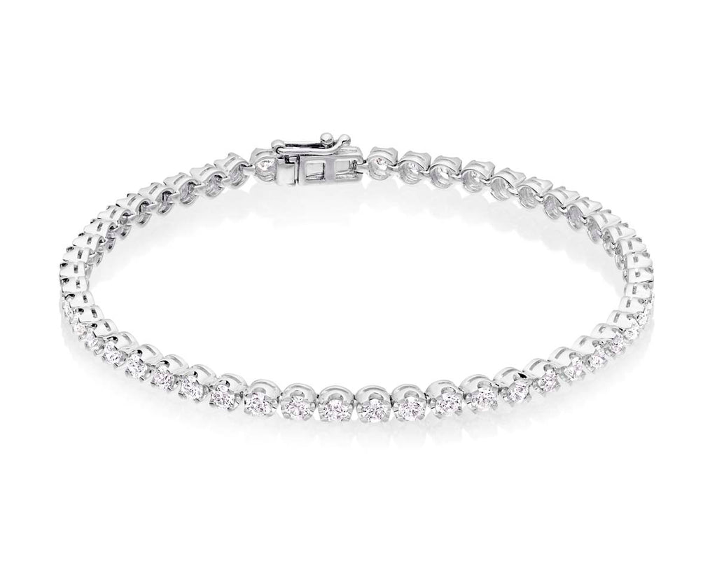 Basket Claw 3.00ct diamond tennis bracelet in 18K white gold
