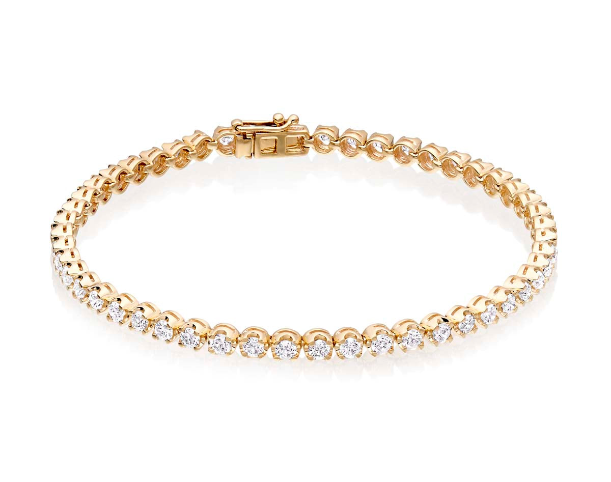 Basket Claw 3.00ct diamond tennis bracelet in 9K yellow gold