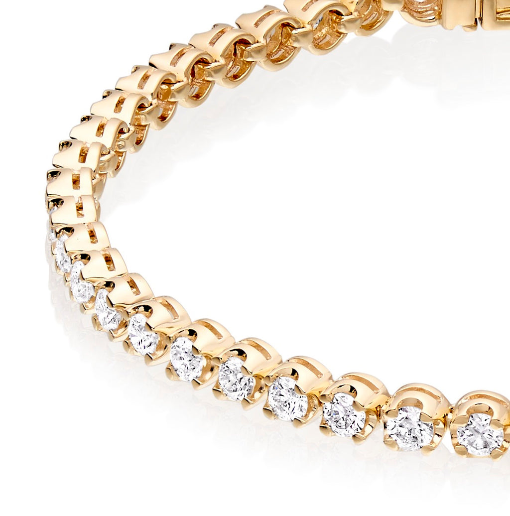 Basket Claw 3.00ct diamond tennis bracelet in 9K yellow gold
