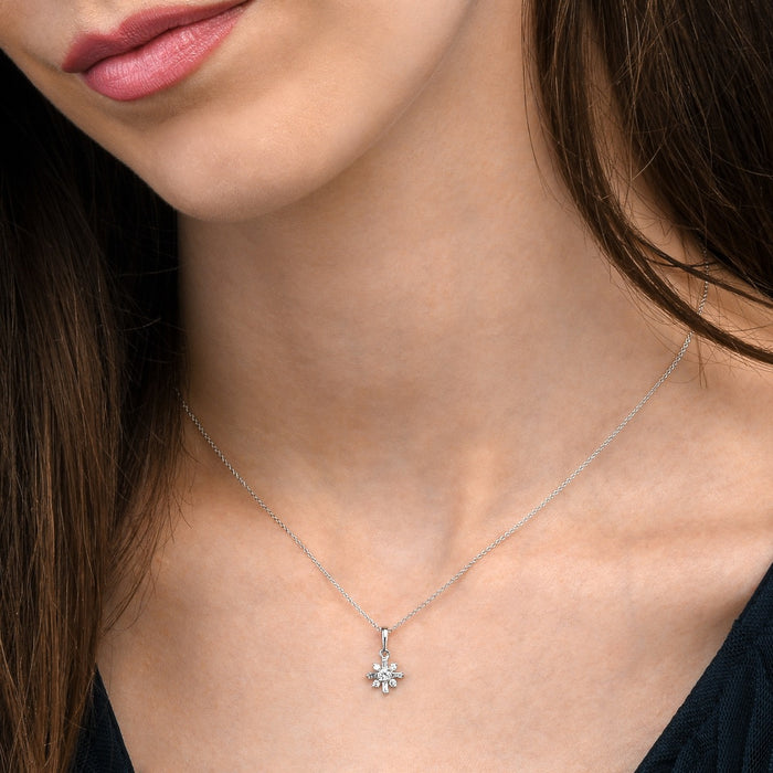 Jasmine 0.25ct Cluster Diamond Pendant In 9K White Gold