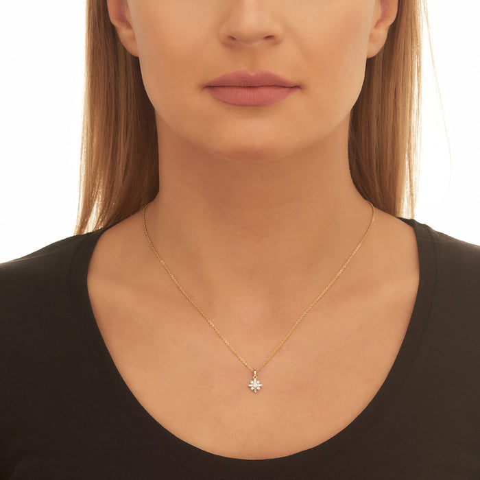 Jasmine 0.25ct Cluster Diamond Pendant In 9K Yellow Gold