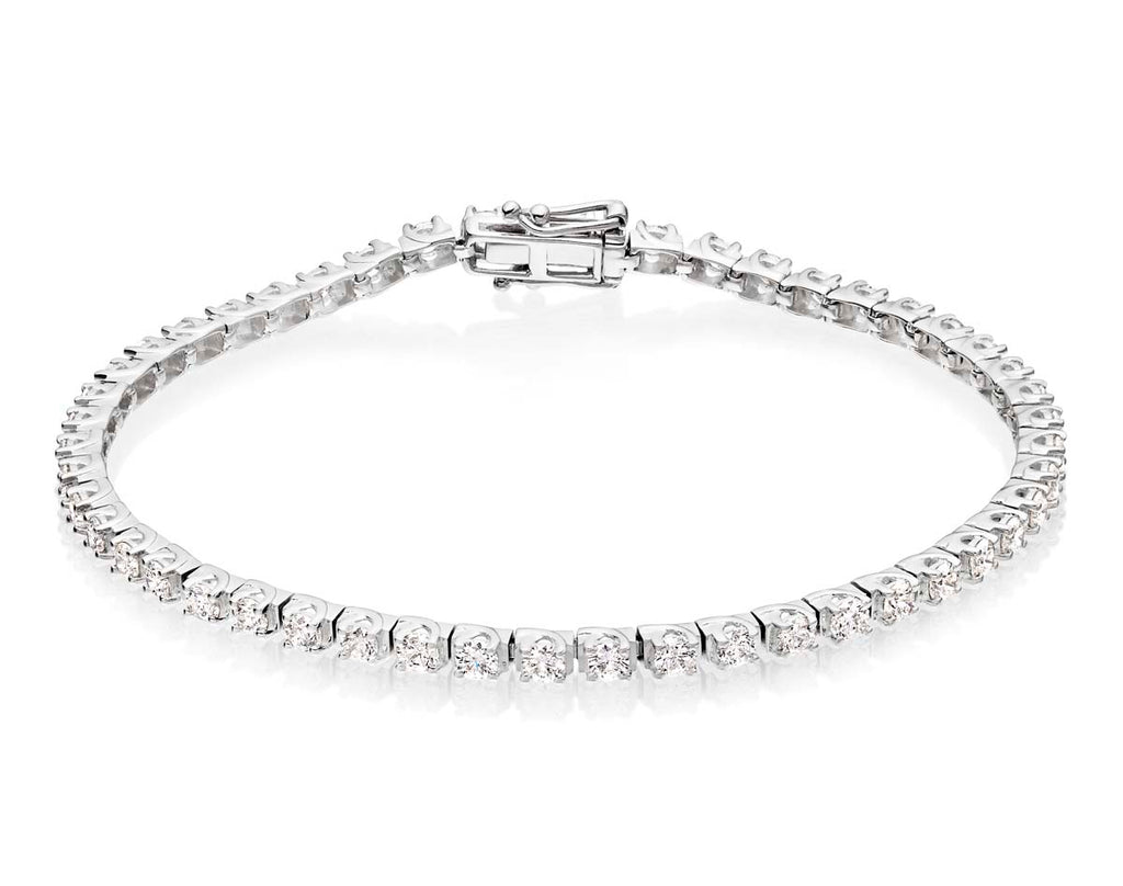 Box Claw 3.00ct diamond tennis bracelet in 18K white gold