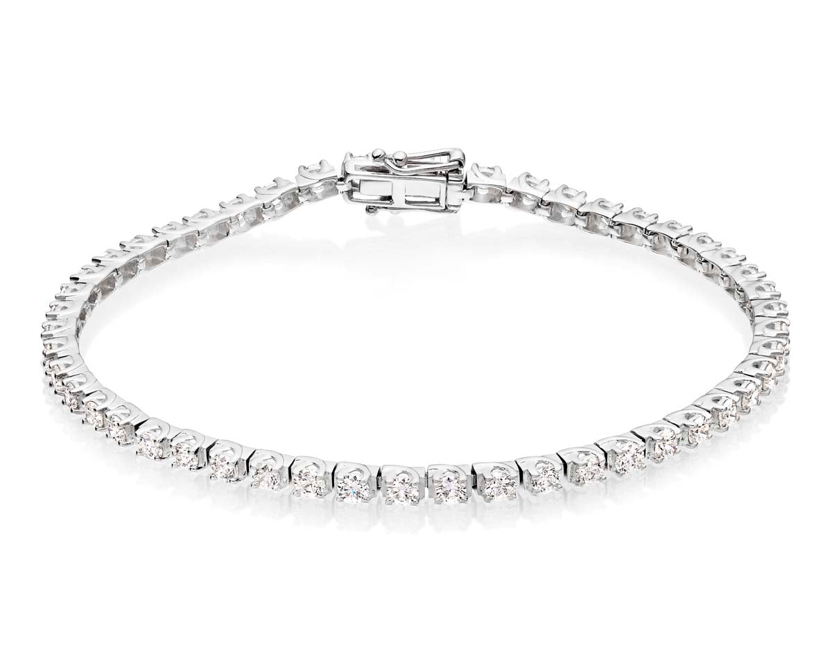Box Claw 3.00ct diamond tennis bracelet in 18K white gold