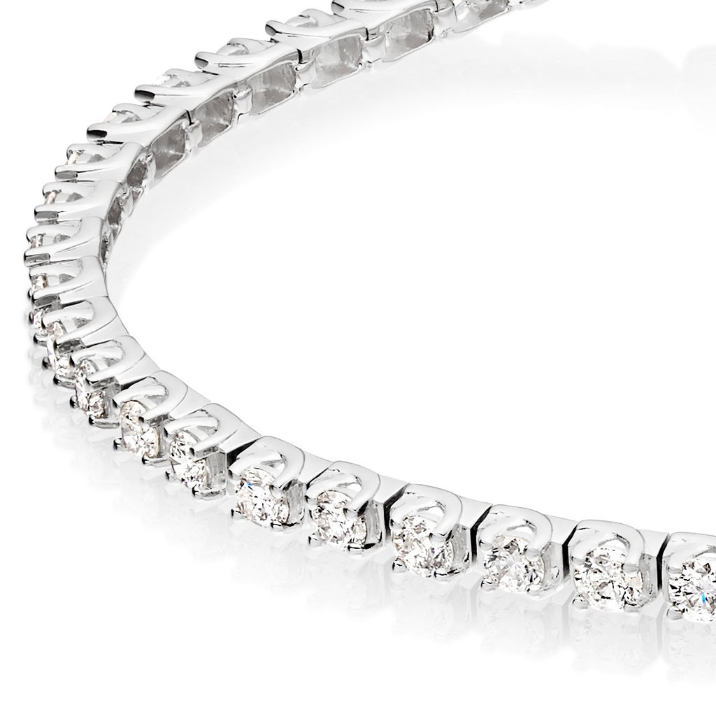 Box Claw 3.00ct diamond tennis bracelet in 18K white gold