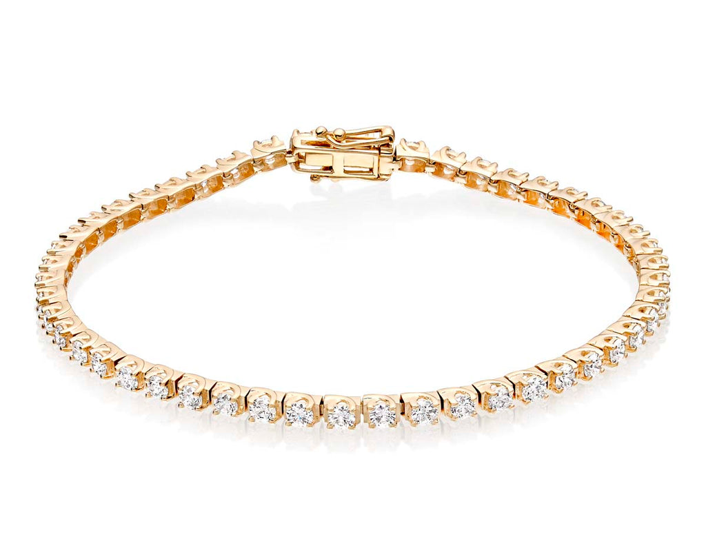 Box Claw 3.00ct diamond tennis bracelet in 9K yellow gold