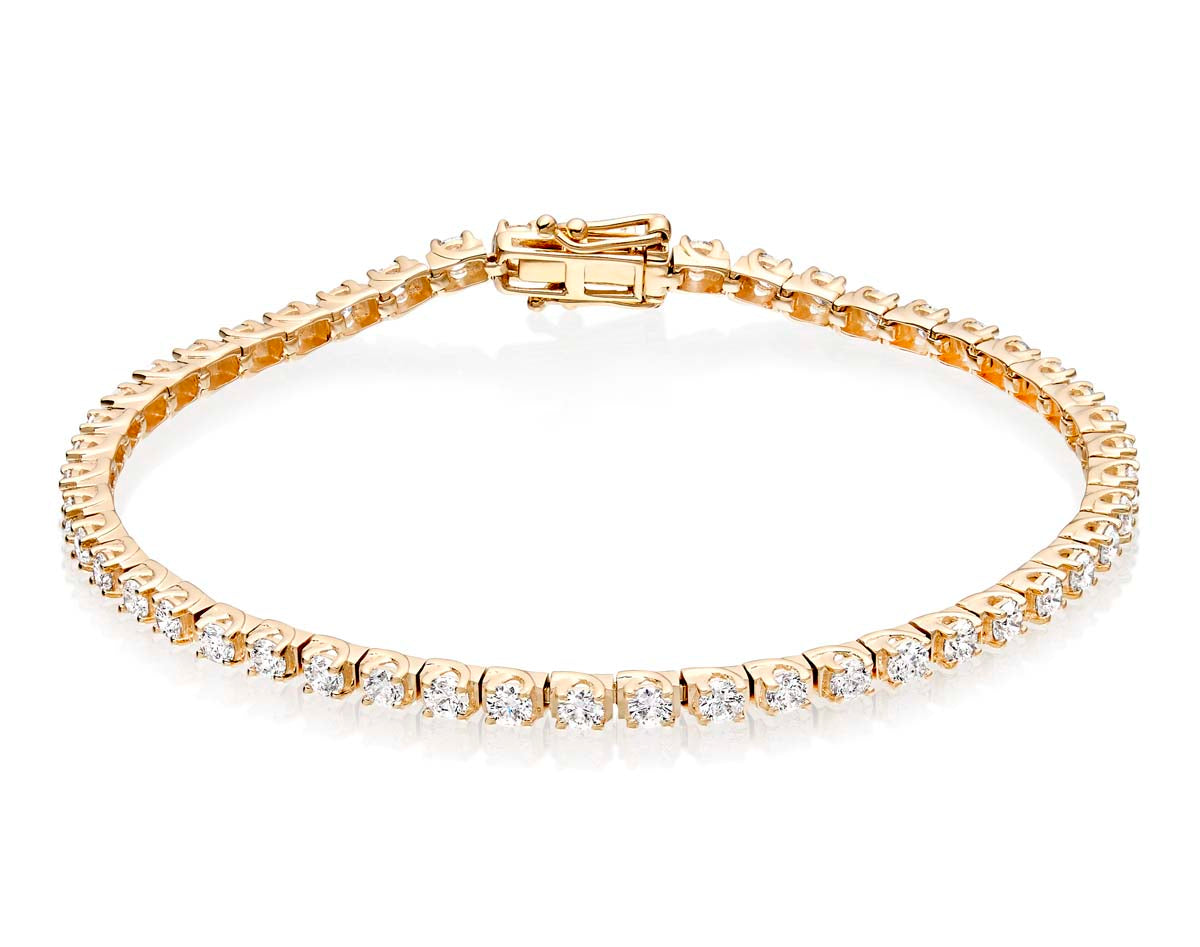 Box Claw 3.00ct diamond tennis bracelet in 18K yellow gold