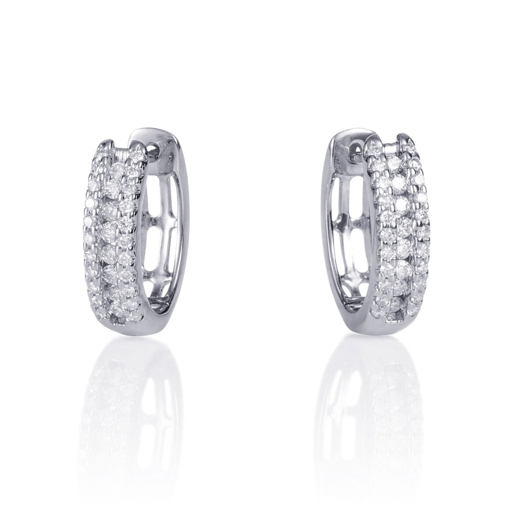 Huggie diamond hoop earrings in 9K white gold