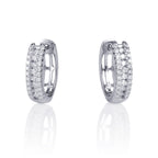 Huggie diamond hoop earrings in 9K white gold