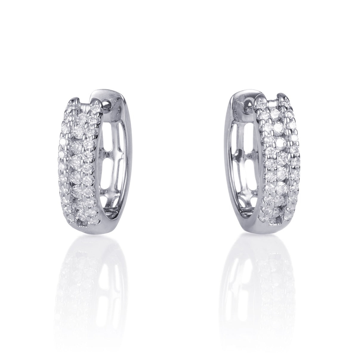 Huggie diamond hoop earrings in 9K white gold