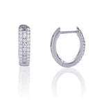 Diamond Hoop Earrings 0.40ct Oval Huggie Diamond Hoops 9K White Gold