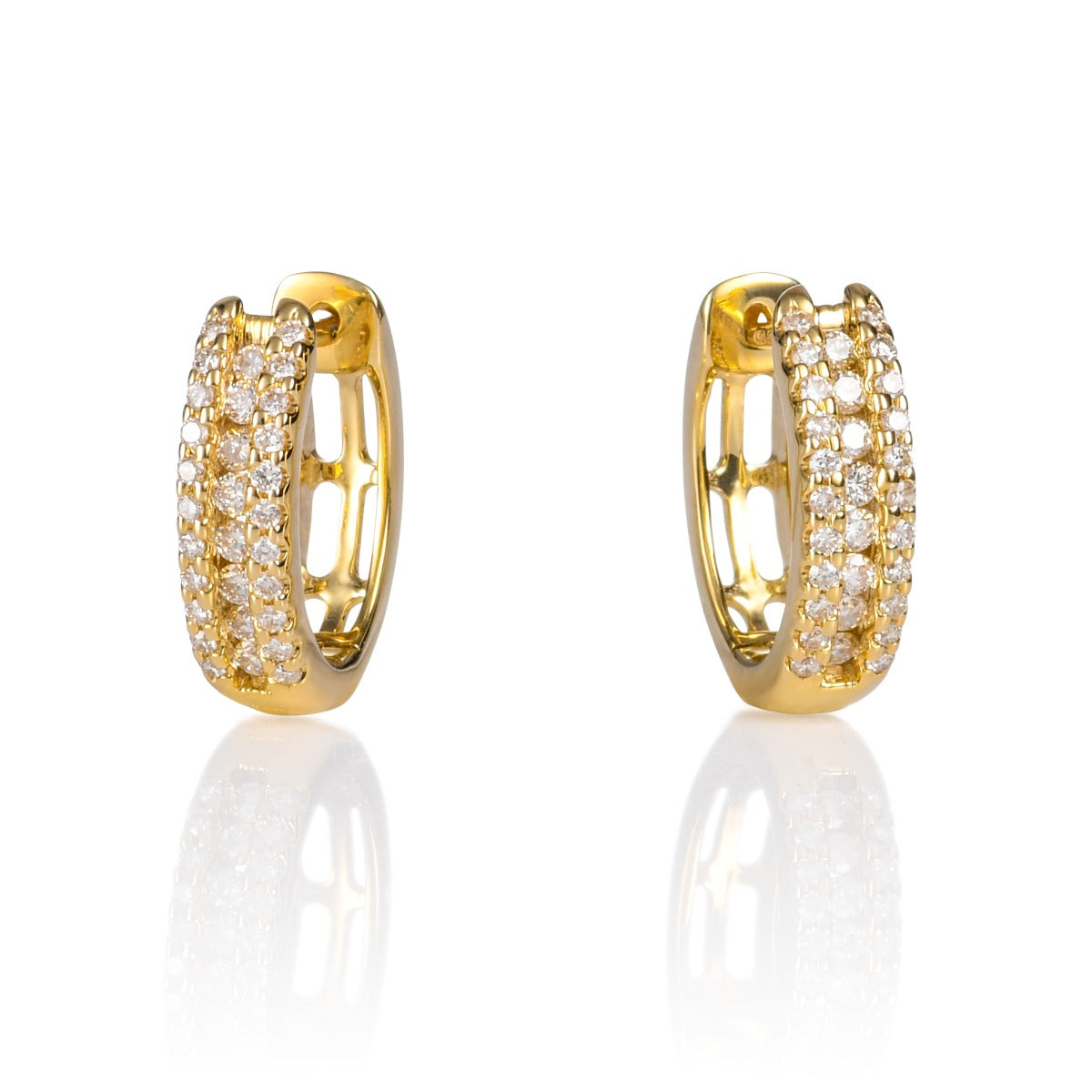 Huggie diamond hoop earrings in 9K yellow gold