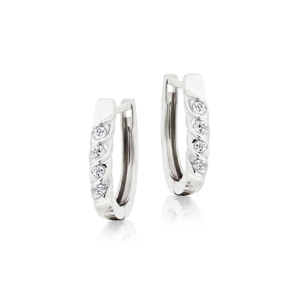 Wave 0.25ct diamond hoop earrings in 9K white gold