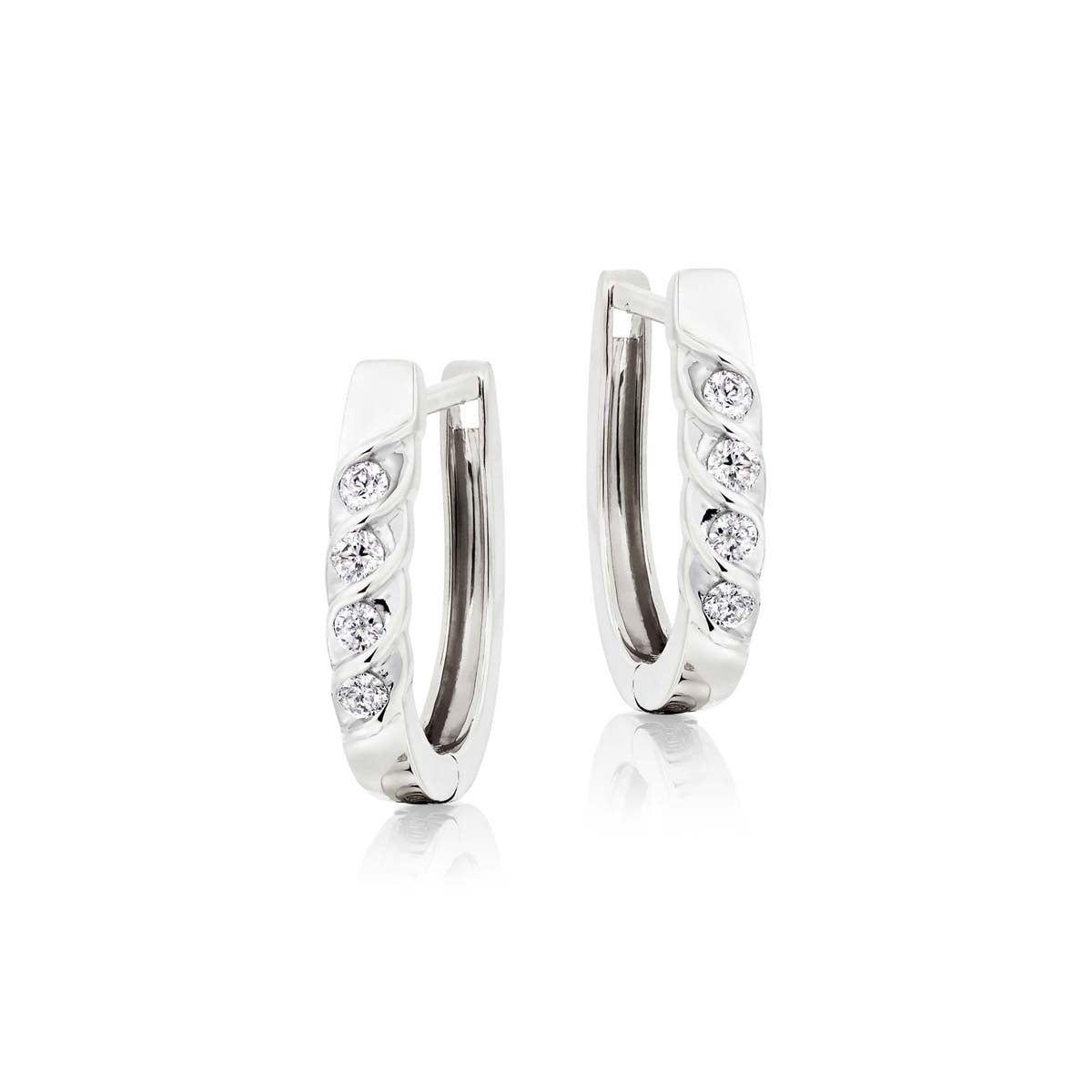 Wave 0.25ct diamond hoop earrings in 9K white gold