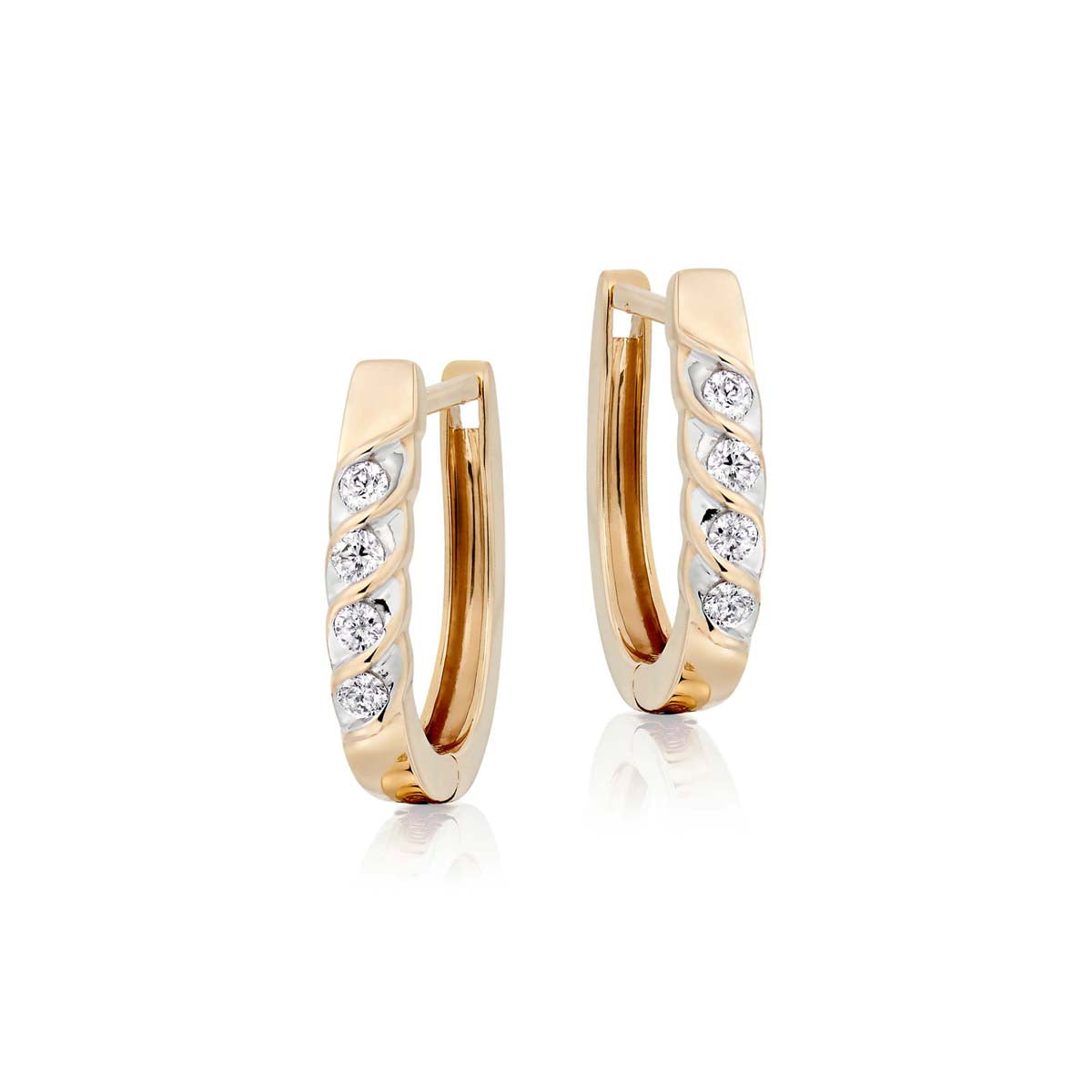 Wave 0.25ct diamond hoop earrings in 9K yellow gold