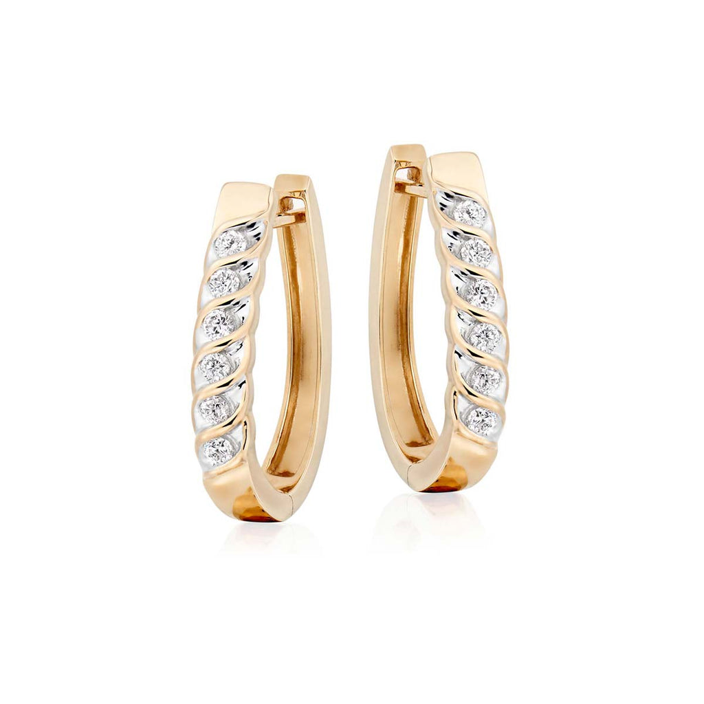 Wave 0.40ct diamond hoop earrings in 9K yellow gold