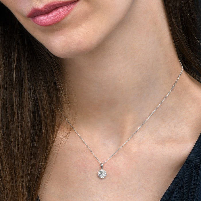 Blossom 0.30ct Cluster Diamond Pendant In 18K White Gold
