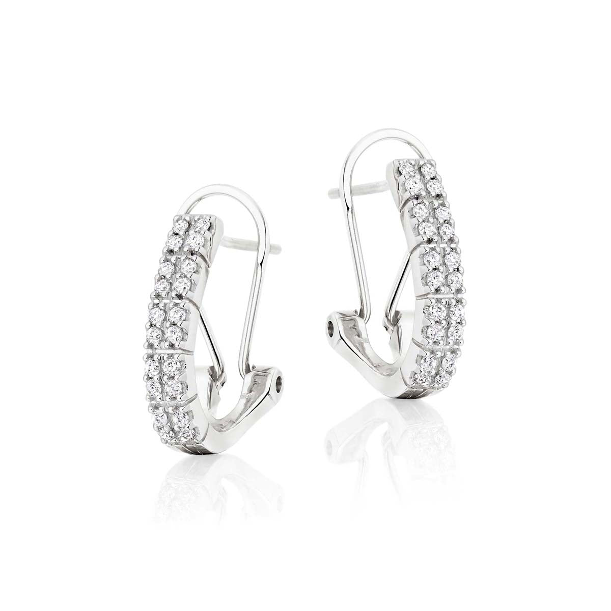 Twin line 0.40ct diamond earrings in 9K white gold