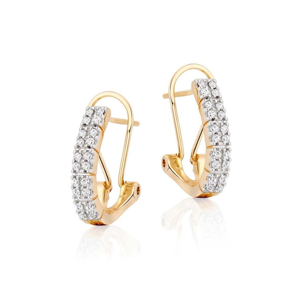 Twin line 0.40ct diamond earrings in 9K yellow gold