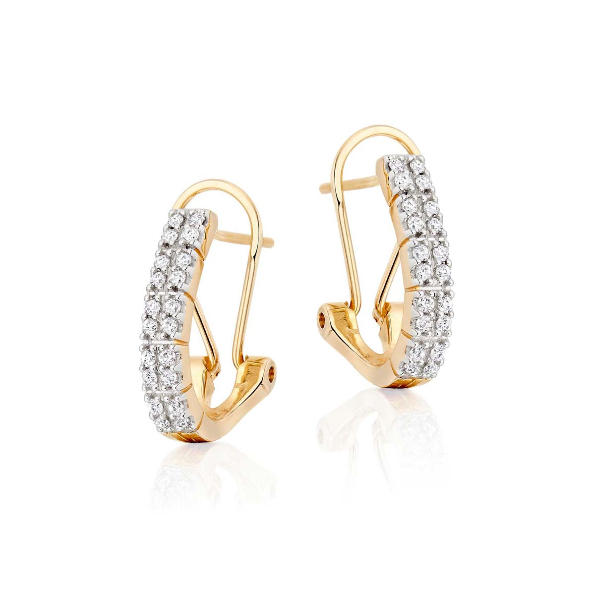 Twin line 0.40ct diamond earrings in 9K yellow gold