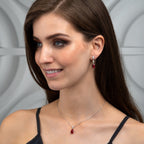 Sterling Silver Red Teardrop Earrings