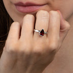 Pear Shaped Garnet Ring in Sterling Silver
