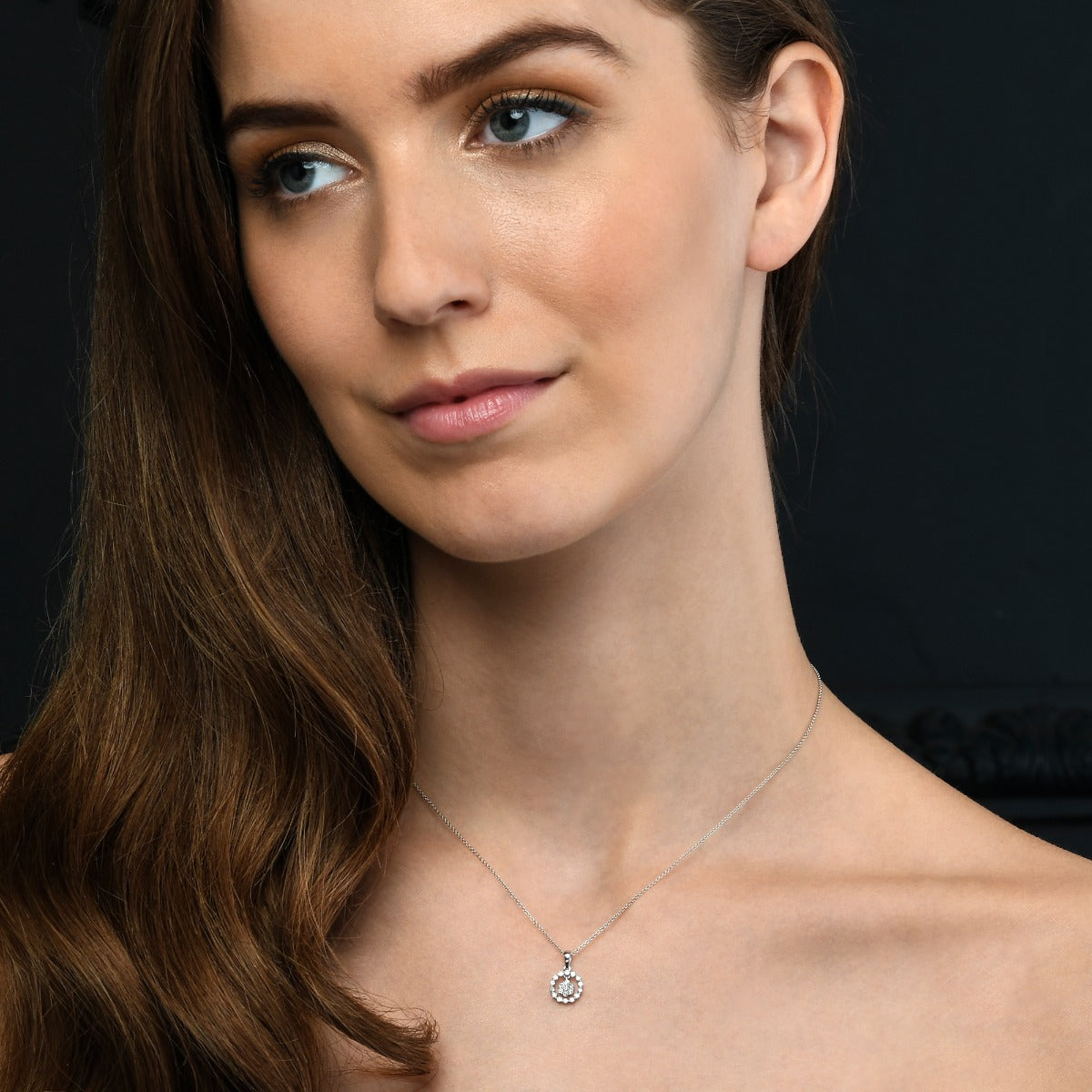 Orbit 0.25ct Cluster Diamond Pendant In 9K White Gold