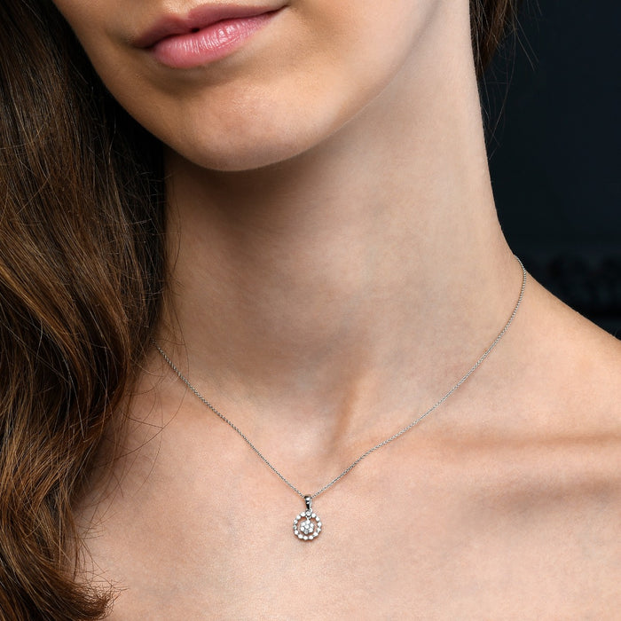 Orbit 0.25ct Cluster Diamond Pendant In 18K White Gold