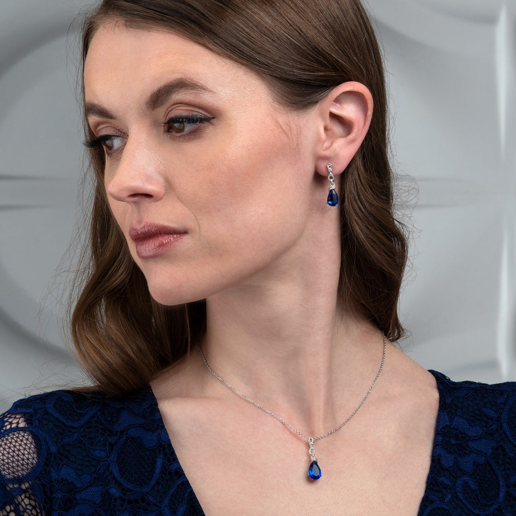 Sterling Silver Blue Teardrop Earrings