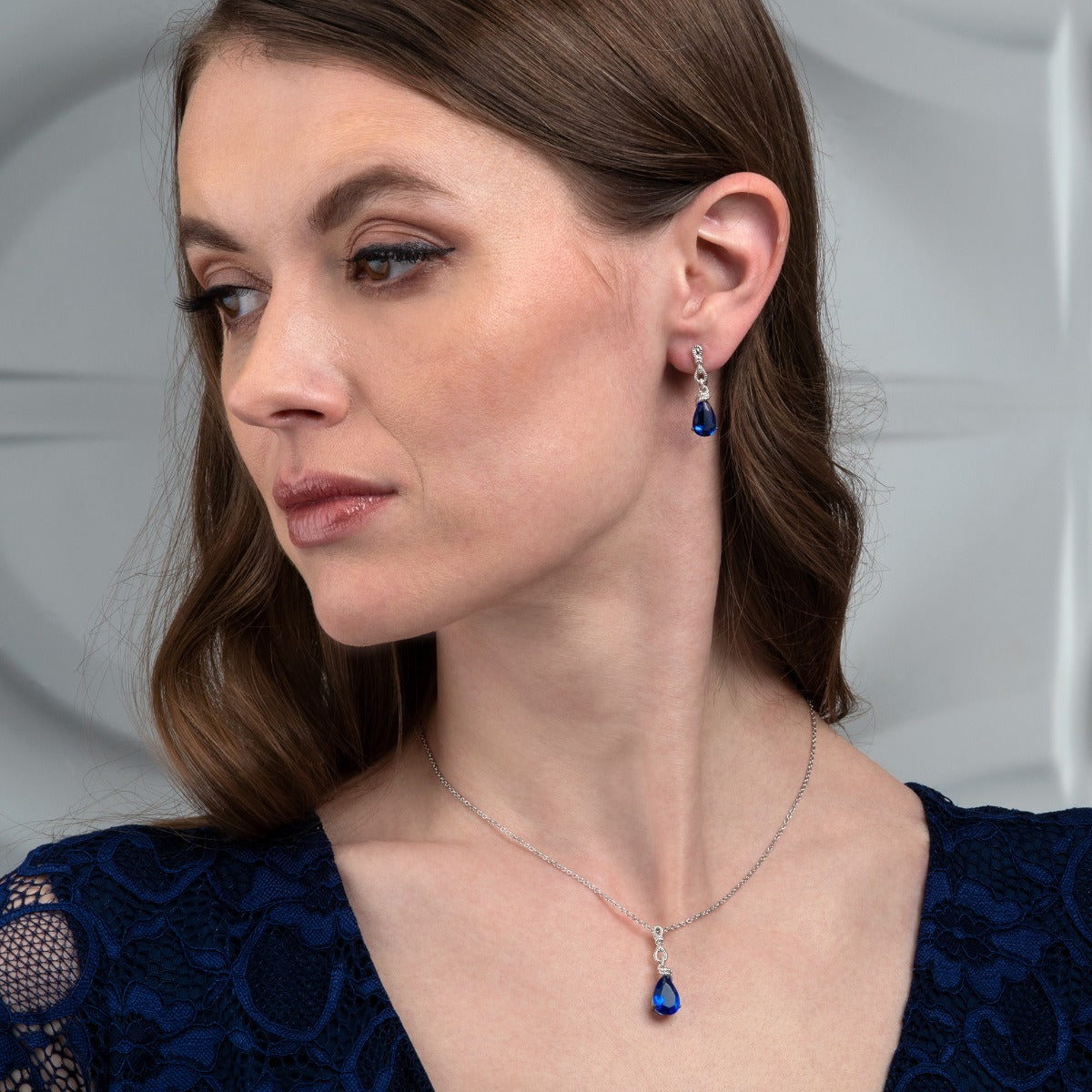 Sterling Silver Blue Teardrop Earrings