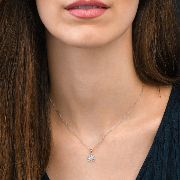 Lotus 0.25ct Cluster Diamond Pendant In 9K White Gold