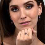 silver ring with natural amethyst crystal