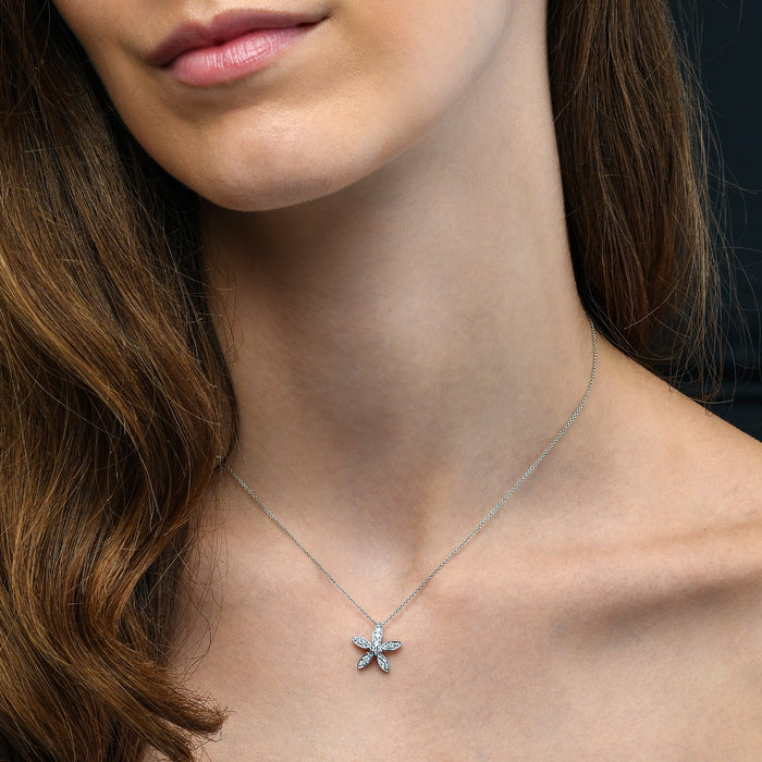Buttercup 0.25ct Cluster Diamond Pendant In 9K White Gold