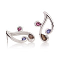 Smoky Quartz, Iolite and Rhodolite Earrings in Sterling Silver