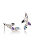 Sterling Silver Earrings with Amethyst, Blue Topaz and Iolite Gemstones