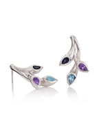 Sterling Silver Earrings with Amethyst, Blue Topaz and Iolite Gemstones