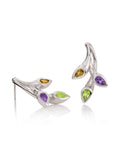 Sterling Silver Earrings with Peridot, Citrine and Amethyst Gemstones