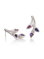Sterling Silver Earrings with Amethyst, Rhodolite and Iolite Gemstones