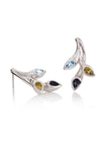 Sterling Silver Earrings with Iolite, Blue Topaz and Citrine Gemstones