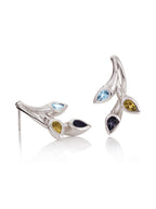Sterling Silver Earrings with Iolite, Blue Topaz and Citrine Gemstones
