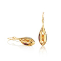 Gold Plated Sterling Silver Long Teardrop Earrings with Multicoloured Gemstones