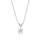 Solitaire 0.20ct 4 claw round diamond pendant in 9K white gold