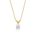 Solitaire 0.20ct 4 claw round diamond pendant in 9K yellow gold