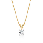 Solitaire 0.20ct 4 claw round diamond pendant in 9K yellow gold