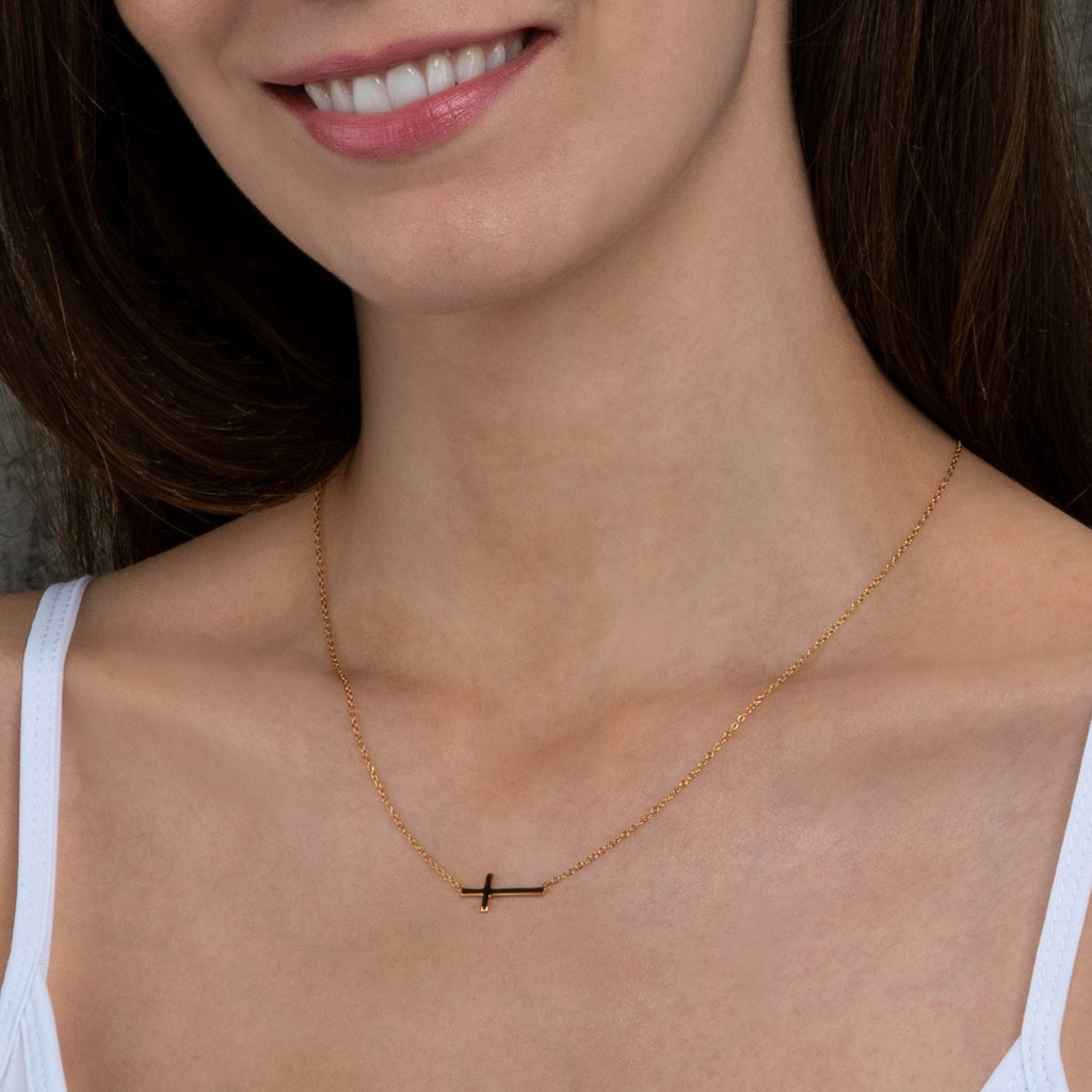 sideways cross necklace for women